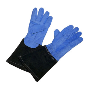 Gants de soudage TIG en cuir de chèvre et croûte de cuir de vache renforcés de qualité supérieure, ignifuges, pour la sécurité industrielle et la lutte contre les incendies - Product Image 5