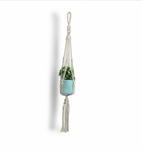 Colgador de Macramé Rectangular de Algodón Estilo Bohemio, Soporte para Plantas Hecho a Mano con Cuerda, Colgador Decorativo con Cuentas para Interiores - Product Image 1