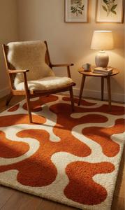 Tapis d'appoint abstrait à poils moyens, tufté à la main, antidérapant, en laine moderne, pour salon, chambre, salle à manger, décoration intérieure - Product Image 3
