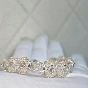 Bracelet cubain en argent S925 plaqué or blanc et rose, avec diamants VVS et moissanite, style hip-hop, bracelet croix - Product Image 1
