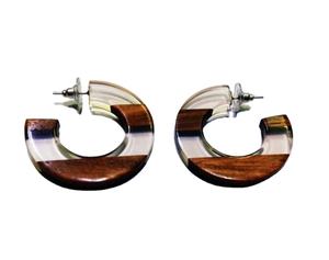 US Trending Design Bois Et Résine Joint Filles Boucle D'oreille Bijoux Modèles Inde pour Femme Cadeau Blanc Fête À La Mode - Product Image 1