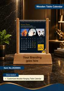Calendario de Escritorio de Madera Personalizado, Calendario de Mesa Perpetuo de Madera de Lujo, Regalo Corporativo Personalizado - Product Image 2