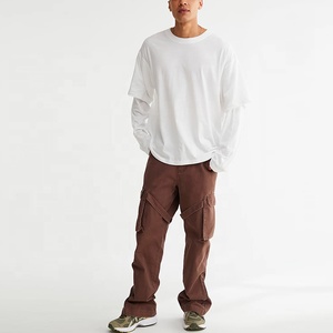 Stylish Men's Vintage High Quality Double <b>Layer</b> Long Sleeve Heavyweight Thermal Knit T-Shirt Casual Knitted Jersey Cotton <b>Top</b> - Product Image 3