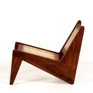 เก้าอี้พักผ่อนสไตล์ Pierre Jeanneret แบบขายส่ง โครงไม้เนื้อแข็งรูปตัว Z พร้อมงานสานหวายธรรมชาติ สำหรับห้องนั่งเล่น - Product Image 3