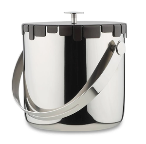 Sleek, fully polished stainless steel ice bucket featuring round <b>knob</b> & curved handle For Champagne & Party Events At wholesales - Product Image 2
