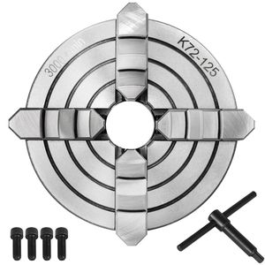 Mandrino per tornio K72-125 da 5 pollici a 4 griffe in ghisa con griffe indipendenti reversibili in metallo, intervallo interno 0,276 - 2,244 - Product Image 1