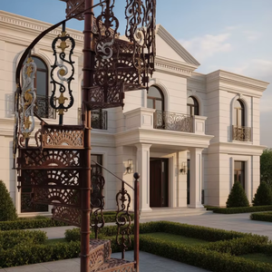 บันไดเหล็กวนกลางแจ้ง สไตล์ยุโรป ทันสมัย เป็นมิตรกับสิ่งแวดล้อม ทนทาน กันน้ำ ติดตั้งง่าย เหมาะสำหรับสวนสาธารณะและโรงแรม - Product Image 1