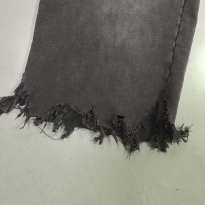 Pantalon de survêtement streetwear personnalisé oversize en molleton bouclette, déchiré, effet vieilli, délavage vintage, coupe ample et jambe large pour homme - Product Image 4