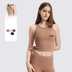 Ensemble de yoga 1 pièce pour femme, rose clair, col rond, bretelles convertibles, crop top taille mi-haute, extensible, sans couture sur le devant, respirant - Product Image 6