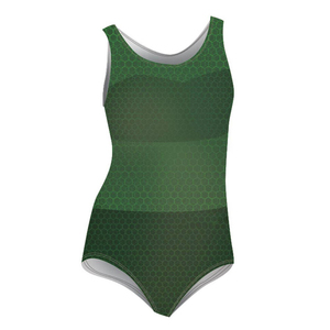 Justaucorps sans manches pour femme, motif hexagonal vert, en polyester, pour la danse, entraînement, tenue de scène adulte, taille élastique, Harry - Product Image 1