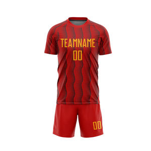 Ensemble de maillots et shorts de football personnalisés imprimés, couleur personnalisée, respirant, séchage rapide, haute qualité, vêtements d'équipe pour adultes unisexes - Product Image 2