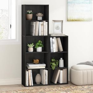 Étagère à 5 cubes en bois avec étagère ouverte 9,4x15,8x52 pouces en MDF Blackwood pour salon, chambre à coucher, bureau à domicile - Product Image 2