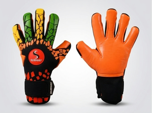 Elite Professional Hybrid Goalkeeper Gloves Orange palm With <b>Black</b> 4mm Contact Latex High Grip Soccer Goalie Gloves Hook Loop - Product Image 3