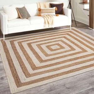 Handwoven Natural Jute Area Rug Modern Extra Thick PET Friendly Reversible Farmhouse Living Room Bedroom Floor Decor Mat Rug - Product Image 5