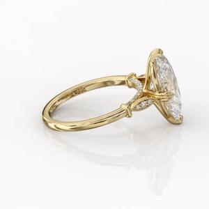 Anillo de Compromiso con Diamante de Corte Ovalado en Oro Amarillo, Anillo Solitario de Inspiración Vintage, Anillo de Novia, Joyería Fina con Diamantes, Boda de Lujo - Product Image 4