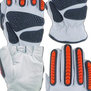 Customized logo TPR Impact Men Lined Heavy Duty Premium Safety Leather Split Driving Work <b>Gloves</b> for Both <b>Driver</b> and Industry - Product Image 4