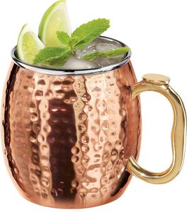 Reusable Hammered Copper Cocktail Mug Moscow Mule Drinking <b>Cup</b> for Beer Vodka Juice and <b>Cold</b> Drink Serving - Product Image 2