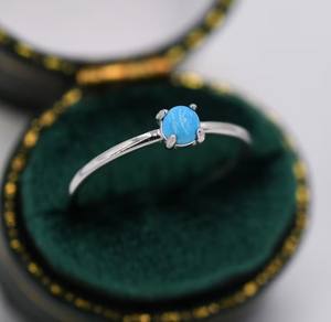 แหวนหินเทอร์ควอยซ์สีน้ำเงินธรรมชาติแท้ ชุบโรเดียม เงินแท้ 925 ของขวัญวันครบรอบแต่งงานสุดหรู หินประจำเดือนธันวาคม - Product Image 5