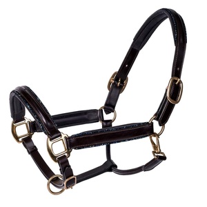 Harnais de cheval anglais sur mesure en cuir teint à la fûtée avec têtière réglable, rembourrage en cuir souple et quincaillerie en laiton - Product Image 3