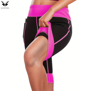 Shorts de Yoga de Cintura Alta para Mujer, 3 Capas de Neopreno, Shorts de Compresión para Entrenamiento, Color Negro con Detalles Rosas - Product Image 5