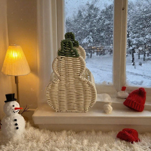 Handmade Woven Crafts Rattan and Straw <b>Christmas</b> Tableware Tissue <b>Boxes</b> Entryway Decorations Hallway Ornaments Wholesale - Product Image 2