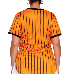 Custom Orange Pinstripe Softball & American Football Jersey Shirt Women Athletic Teamwear OEM ODM Sports Top Wholesale Supplier - Product Image 2