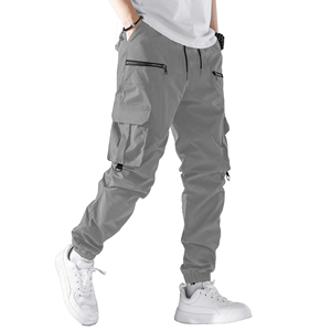 Classic Solid Color Mens Cargo Jogger Pants Minimal Multi Pocket Design Casual Bottoms Cargo Trousers For Urban Life Wear - Product Image 1