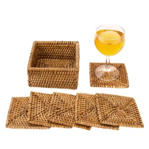 Indian Rattan Handmade Wooden Coaster Available in Many Colours for Home Decoration Resin Coaster - Product Image 1