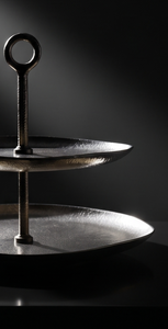 Soporte para Pastel Multifuncional de 2 Niveles, Bandeja Irregular de Metal Dorado con Asa en Forma de Anillo, Exhibidor de Pastelería para Té de la Tarde - Product Image 4