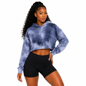 Sweat-shirt à capuche court tie-dye HMR Sorority Sisterhood, style streetwear, manches longues, décontracté - Product Image 1