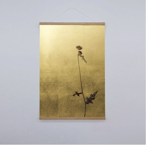 Gold Foil Botanical Art Print Wooden Roller Wall Hanging <b>Poster</b> Dry Flower Decor for Home Hotel - Product Image 1