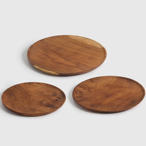 Plato de Madera de Diseño Personalizado, Plato Redondo de Madera de Acacia para Servir Alimentos y Frutas, Regalo para Bodas, Hoteles y Restaurantes - Product Image 1