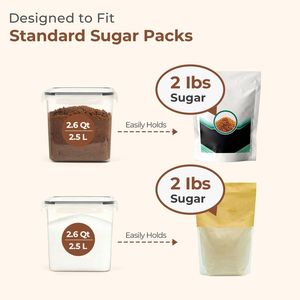 Set di 2 Contenitori per Zucchero di Canna da 2,5L/2,6Qt in Terracotta, Ermetici per Alimenti con Coperchi, Salva-Zucchero in Plastica - Product Image 3