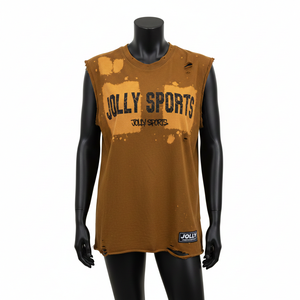 Camiseta sin mangas para mujer, de algodón grueso, con lavado ácido, corte sin rematar en las mangas, logotipo estampado gráfico, sin mangas, camisetas de algodón para mujer - Product Image 1