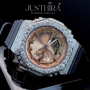 Montre analogique de luxe pour homme, sertie de diamants Moissanite VVS, avec bracelet blanc, pour les événements et les moments spéciaux, au meilleur prix - Product Image 2