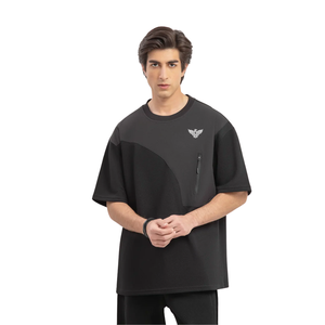 Camiseta de Hombre Azul Marino, Corte Regular, Cuello Redondo, Logotipo, Tejido de Seda, Sólida, Manga Corta, Informal, Transpirable, Estilo Urbano, para Uso Diario de Verano - Product Image 3