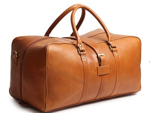 Men's Luxury Casual Weekender Tan Genuine <b>Leather</b> <b>Duffle</b> <b>Bag</b> Polyester Zipper Water Resistant Eco-Friendly Large Capacity - Product Image 3
