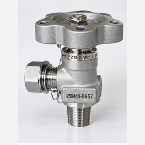 วาล์วควบคุมแก๊สแบบเข็มปรับมุมด้วยมือ Airmass ขนาด 1/4 DN4 PZ19.2/W21.8 20MPa สแตนเลส O2 OEM อุณหภูมิปานกลาง - Product Image 2