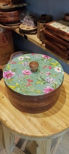 Handcrafted wooden Chapati box with printed <b>lid</b>. Condiment box/Roti box.Casseroles - Product Image 2