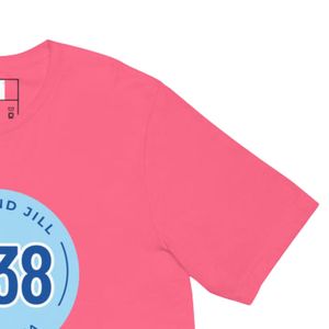 T-shirt unisexe bleu à motif rose vif, col rond, coton doux, manches courtes, décontracté, mode quotidienne, streetwear - Product Image 5