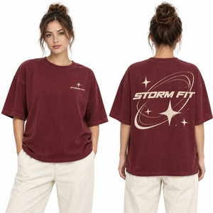 เสื้อยืดโอเวอร์ไซส์สีม่วงสำหรับผู้หญิง คอกลม แขนสั้น ทรงหลวม ผ้าฝ้ายเจอร์ซีย์ 100% ซักแบบแอซิดวอช เป็นมิตรต่อสิ่งแวดล้อม แห้งเร็ว - Product Image 6