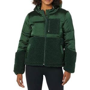 Chaqueta acolchada de forro polar Sherpa con cremallera completa para mujer, cálida y cómoda, abrigo de invierno aislado, ropa exterior informal para clima frío - Product Image 1