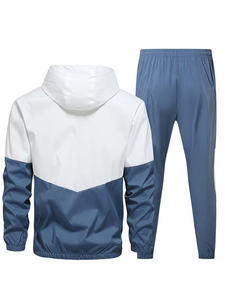 Men's Solid Breathable 340g Hoodie Jogger Set Casual Winter Wear Knitted Polyester Cotton Sweatshirt Pants Outfit - Product Image 3