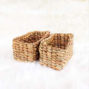 Handcrafted Waterhyacinth Mini <b>Storage</b> Basket Eco-Friendly Multifunction Beverage Organizer <b>Tabletop</b> Living Room Bedroom Natural - Product Image 2