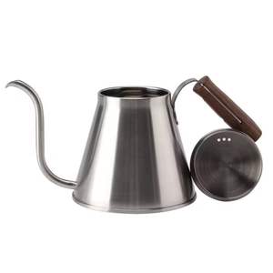 Tetera de café de acero inoxidable con pico de cisne y mango de madera para verter, servidor de preparación para barista - Product Image 1