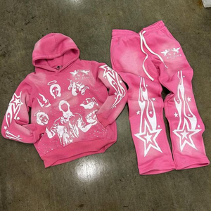 Conjuntos Deportivos Personalizados Unisex con Capucha, Estampados, Gruesos, para Invierno, 100% Algodón, Bordado Desgastado, Alta Calidad, 2026 - Product Image 1