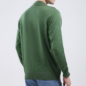 Suéter de Cuello Alto para Hombre, Tejido, Color Verde Sólido, Manga Larga, Otoño, 100% Acrílico, Grosor Estándar - Product Image 3