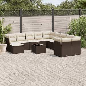 Conjunto de Sofás Modulares Grandes de Ratán Sintético Marrón para Jardín - Product Image 1