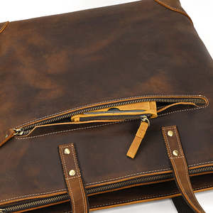 Bolso Tote de Cuero Genuino Vintage, Color Sólido, Cierre con Broches, Uso Diario, Todas las Temporadas, Estilo Femenino - Product Image 6