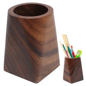 Handcrafted Acacia Wood Pen Holder Wholesale | <b>Rustic</b> <b>Desk</b> Organizer India - Product Image 3